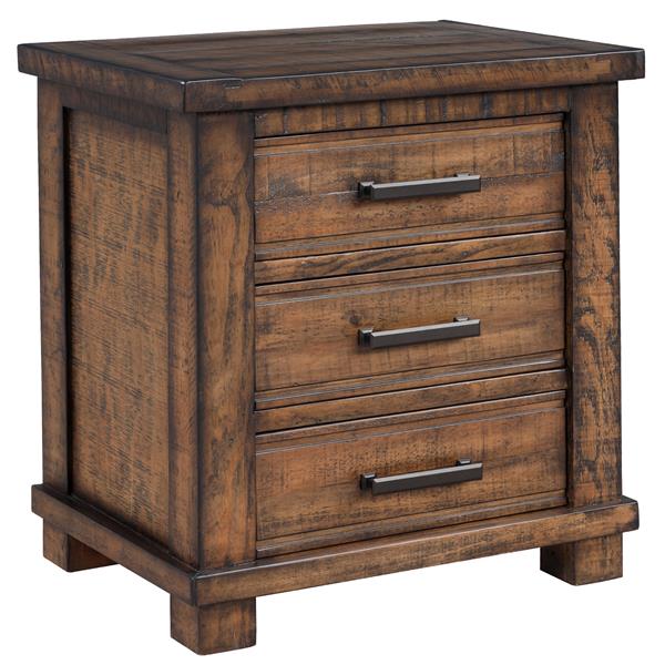 Rustic Three Drawer Reclaimed Solid Wood Framhouse Nightstand