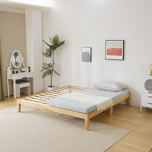 Basic bed frame solid wood color King 206*192*30.5cm wooden bed