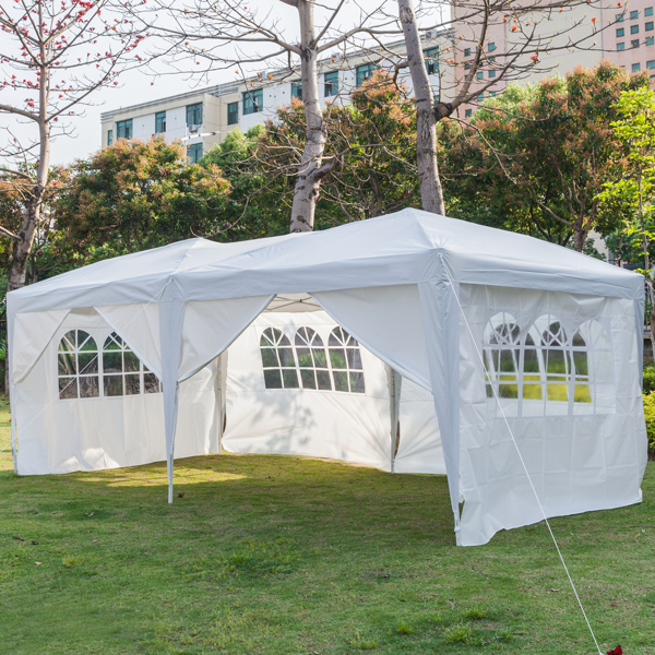 3 x 6m Four Windows Practical Waterproof Folding Tent White