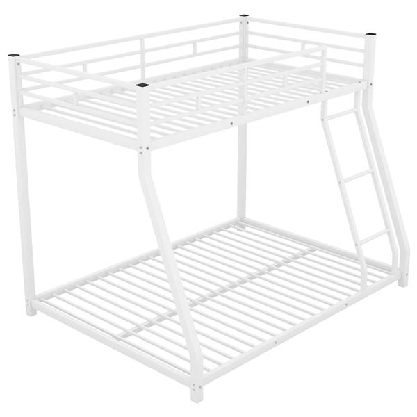 Metal Floor Bunk Bed, Twin over Full,White