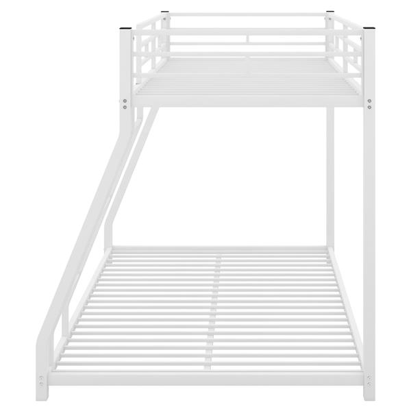 Metal Floor Bunk Bed, Twin over Full,White