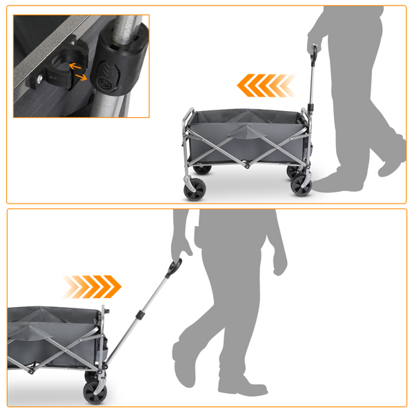 74.5*45.5*84cm 100kg 600d Oxford Cloth Steel Frame Flat Folding Style Grey Cloth Silver Frame Garden Folding Cart