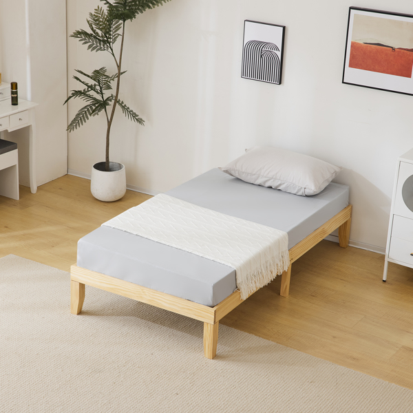 Basic bed frame solid wood color Twin 197.2*96.5*30.5cm wooden bed