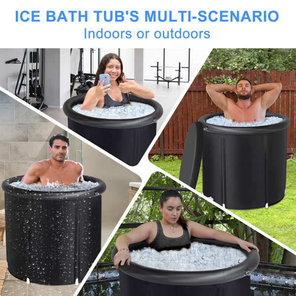 Ice Bath Tub for Athletes with Cover, 85 Gallons Cold Plunge Tub for Recovery, Multiple Layered Portable Ice Bath Plunge Pool, Black