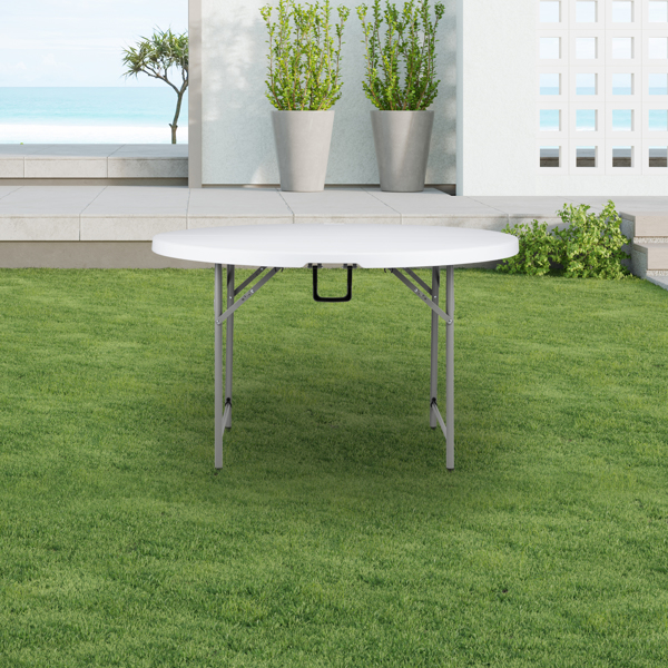 48inch Round Folding Table Outdoor Folding Utility Table White