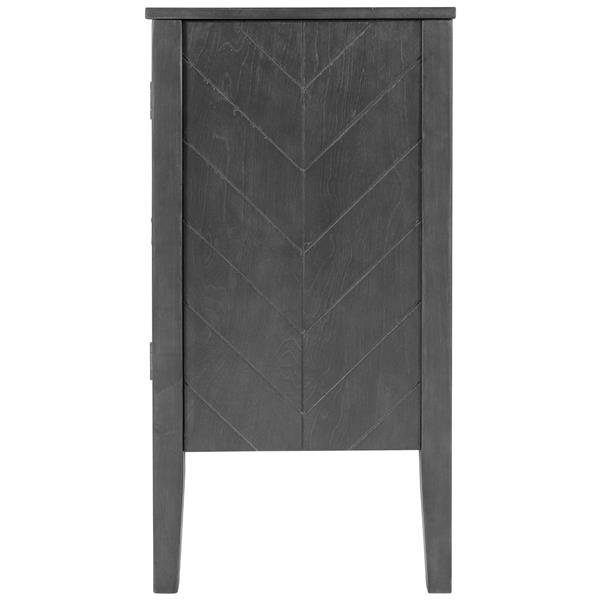 U-style, Accent Storage Cabinet Wooden Cabinet with Adjustable Shelf, Antique Gray, Entryway, Living Room, Study Room