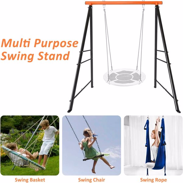Porch Swing Frame, 550lbs Weight Capacity Swing Stand, Heavy Duty A-Frame Swing, Swing Stand Frame for Yoga Hammock Saucer Baby Porch Swing (Orange, Swing NOT Included)