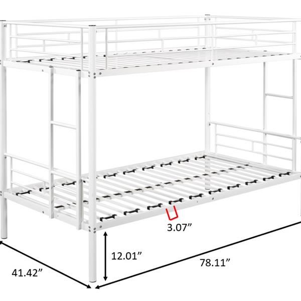 Metal  Bunk Bed/ Heavy-duty Sturdy Metal/ Noise Reduced Design/ Safety Guardrail/ 2 Side Ladders/ CPC Certified/ No Box Spring Needed