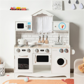 Kitchen Toy Wooden Kids Kitchen with Washing Machine 