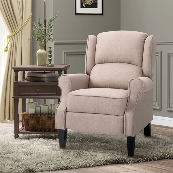 Dark Beige Recliner Chair.   Wingback Single Sofa with Vibration Massage, Heat, Push Back