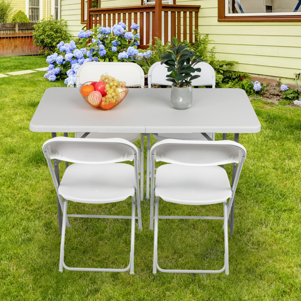 4ft Foldable Lift Patio Plastic Table White