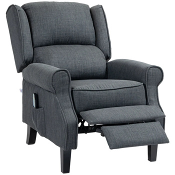 Charcoal Gray Massage Recliner Chair. Wingback Single Sofa with Vibration Massage, Heat, Push Back
