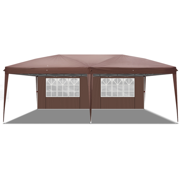 3 x 6m Two Windows Practical Waterproof Folding Tent Dark Coffee  Folding Tent