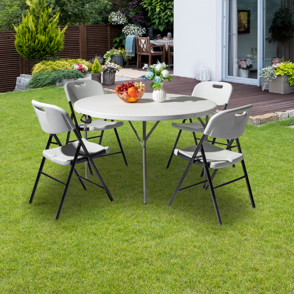 48inch Round Folding Table Outdoor Folding Utility Table White