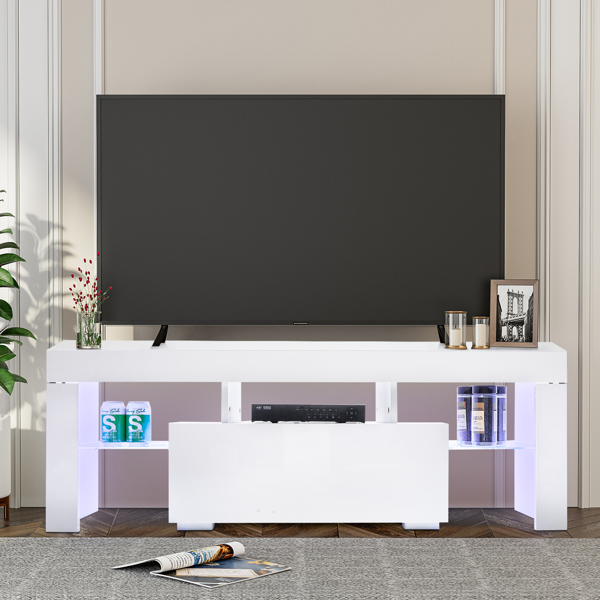 Elegant Household Decoration LED TV Cabinet with Single Drawer White