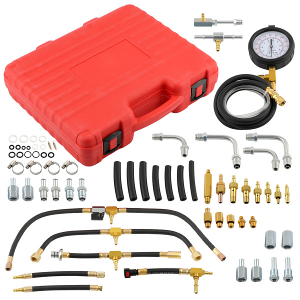 Universal Fuel Injection Gauge Pressure Tester Hoses Fittings Pump Tool Kit