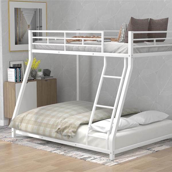 Metal Floor Bunk Bed, Twin over Full,White