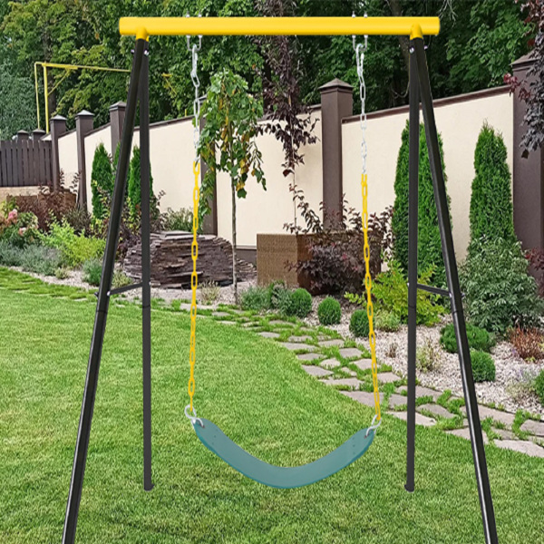 Porch Swing Frame, Heavy Duty A-Frame Swing Set, Swing Stand Frame for Yoga Hammock Saucer Baby Porch Swing, Swing Sets for Backyard Outdoor Indoor, Yellow