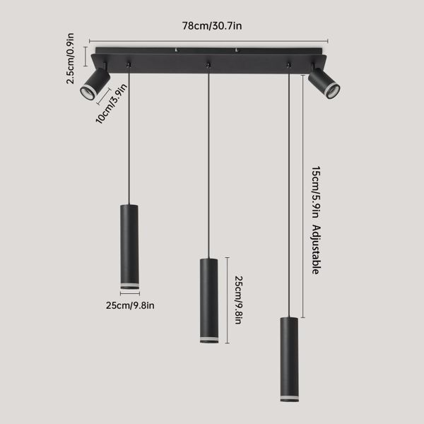 Angelina 5 - Light Cylinder Kitchen Island Pendant[No Bulb][Unable to ship on weekends, please place orders with caution]