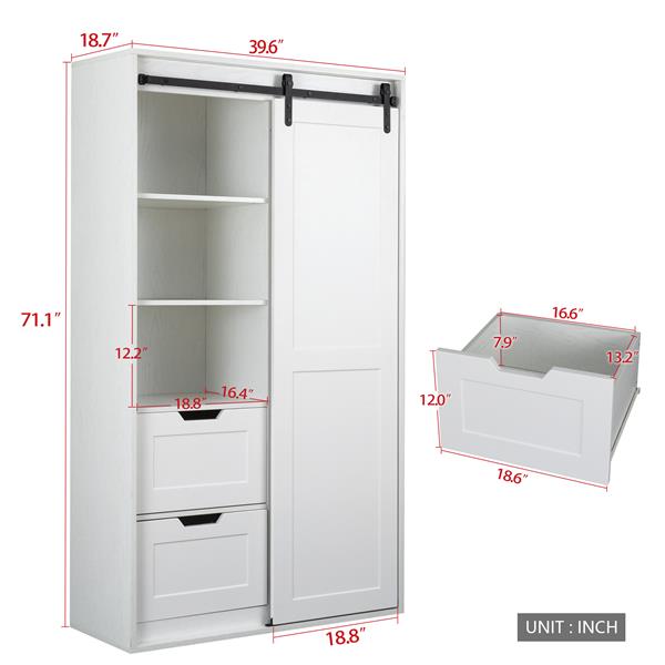 71-inch closets,large closets laundry cabinets,Plastic suction process,farm slide barndoors,save open space,brand hardware,silent slide,can be used for the bedroom,cloakroom,livingRoom,color:white