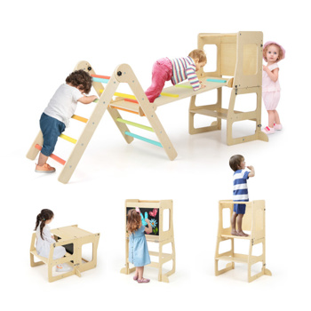 Wooden Children Climbing Toy Connected Table and Chair Set