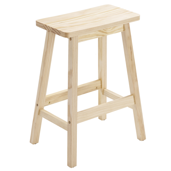 2pcs Pine Wood Saddle Seat Bar Stool Burlywood