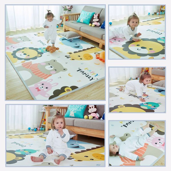 Baby Play Mat for Floor, Reversible Foam Play Mat for Baby, Non-Toxic Baby Floor Mat, Haute Collection Crawling Mat, Rolling Kids Play Mat, One-Piece Waterproof Playmat for Babies