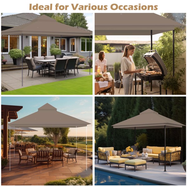 Replacement Canopy Top, 12X10ft 2T Waterproof Finial Classic Gazebo Top Tan (1pc Top Cloth Only) --No shipments on weekends