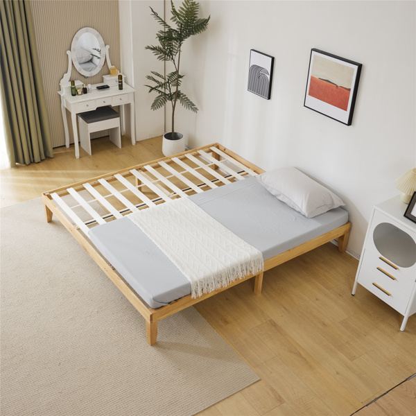 Basic bed frame solid wood color King 206*192*30.5cm wooden bed