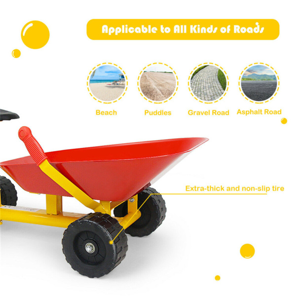 Kids Ride-on Sand Dumper with 4 Wheels，can not only dig sand/dirt in summer but also shovel snow in winter