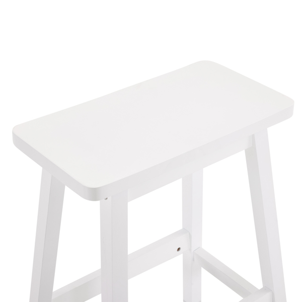 2pcs Pine Wood Saddle Seat Bar Stool White