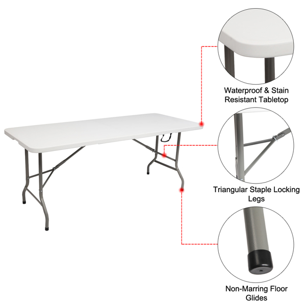 6' Folding Table Portable Plastic Indoor Outdoor Picnic Party Dining Camping Tables