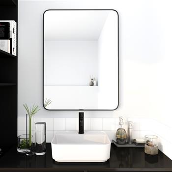 24 x 32 Inch Bathroom Mirror Black Aluminum Frame