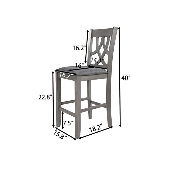 Farmhouse 2 Piece Padded Round Counter Height Kitchen Dining Chairs with Cross Back for Small Places, Gray