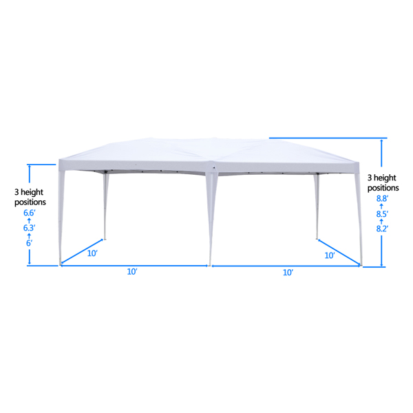 3 x 6m Four Windows Practical Waterproof Folding Tent White