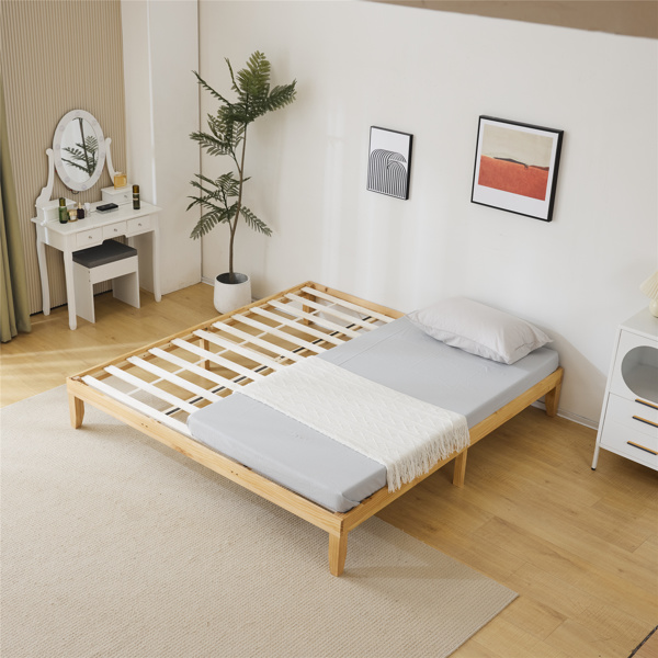 Basic bed frame solid wood color King 206*192*30.5cm wooden bed