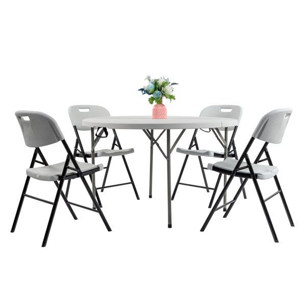 48inch Round Folding Table Outdoor Folding Utility Table White