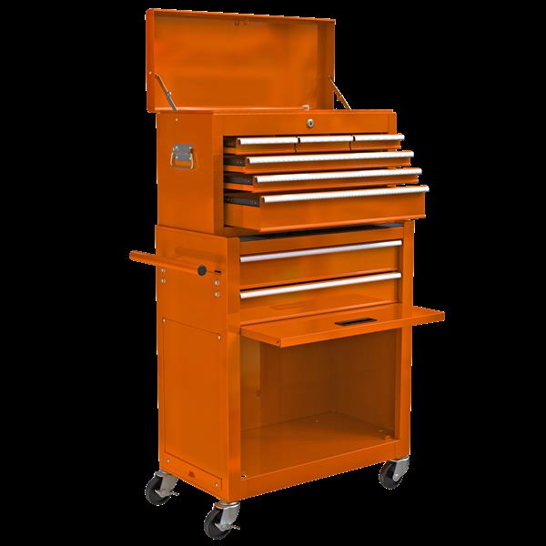 High Capacity Rolling Tool Chest with Wheels and Drawers, 8-Drawer Tool Storage Cabinet--ORANGE