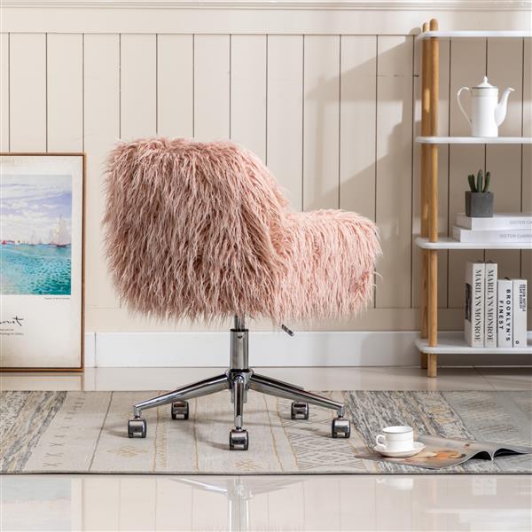 Modern Faux fur home  office chair, fluffy chair for girls, makeup vanity Chair