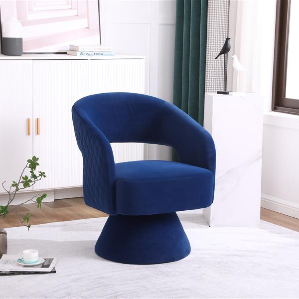 Swivel Accent Chair Armchair, Round Barrel Chair in Fabric for Living Room Bedroom, Blue