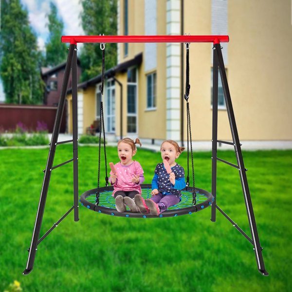 Porch Swing Frame, 550lbs Weight Capacity Swing Stand, Heavy Duty A-Frame Swing, Swing Stand Frame for Yoga Hammock Saucer Baby Porch Swing (Red, Swing NOT Included)