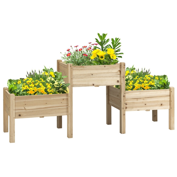 Wooden Planter、Flower shelf,Wood Planter Box-Natural