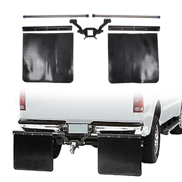 Black 2" Hub Mudflap Mud Guards Adjustable Universal Mud Flap System for 2" Receiver Hitch