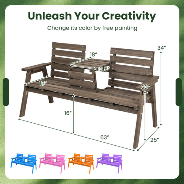 Wooden bench  withFol dable Middle Table