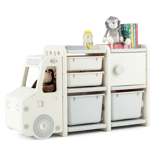 Cute Truck-shaped Organizer with Plastic Bins