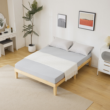 Basic bed frame solid wood color Queen 206*151*30.5cm wooden bed