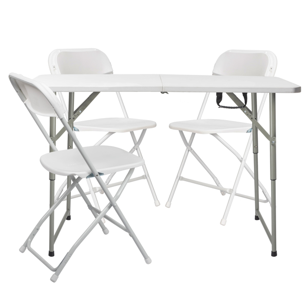 4ft Foldable Lift Patio Plastic Table White