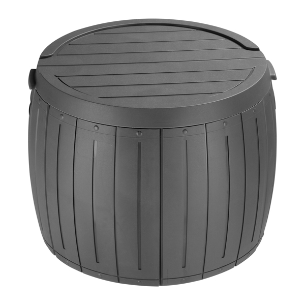 36 Gallon Round Deck Box, Thickened Outdoor Storage Box for Patio Furniture, Garden Tools, Pool Accessories, Toys, and Sports Equipment, Grey