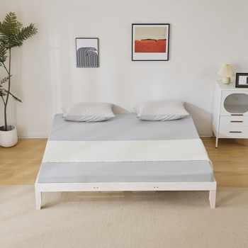 Basic bed frame washed white King 206*192*30.5cm wooden bed