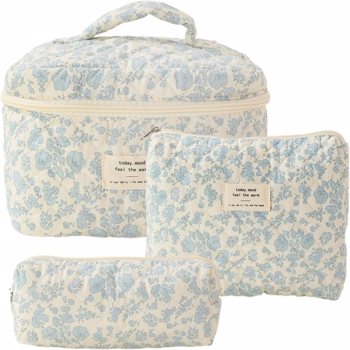 Cosmetic Bags for Women(3 pcs) Cute Floral Makeup Bag, Organizer Storage Make Up Bag,Travel Toiletry bags,Handbags Purses